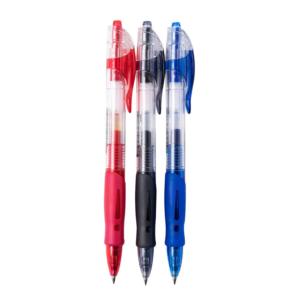 M&G Retractable Gel Pen Blue 0.5mm. Comfort Rubber Grip. (5 per pack)