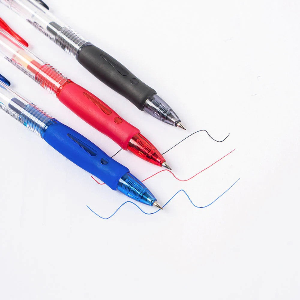M&G Retractable Gel Pen Blue 0.5mm. Comfort Rubber Grip. (5 per pack)