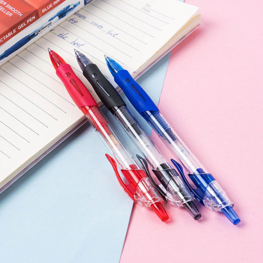 M&G Retractable Gel Pen Blue 0.5mm. Comfort Rubber Grip. (5 per pack)