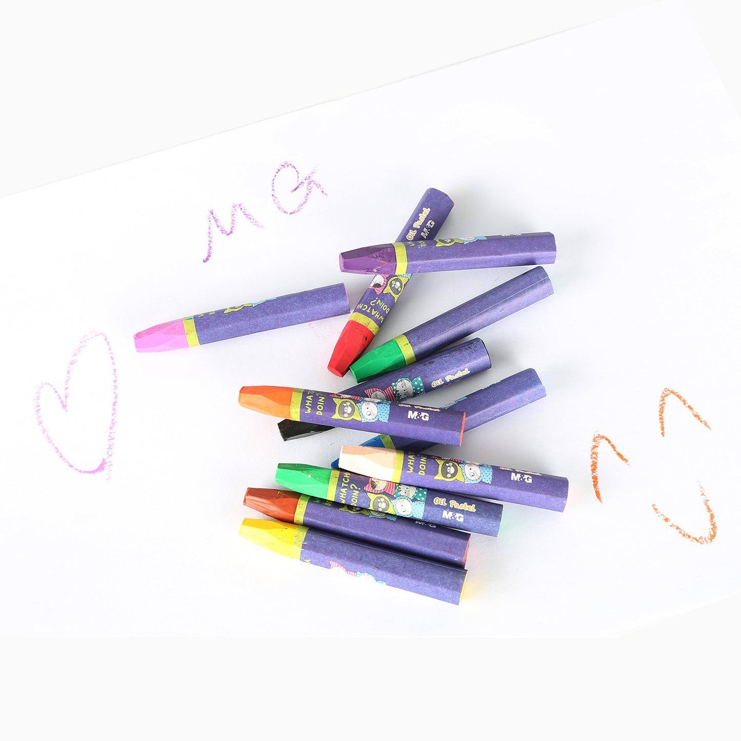 12 colors Oil Pastel-Hex shape. Diameter: 1cm. (1 per pack)