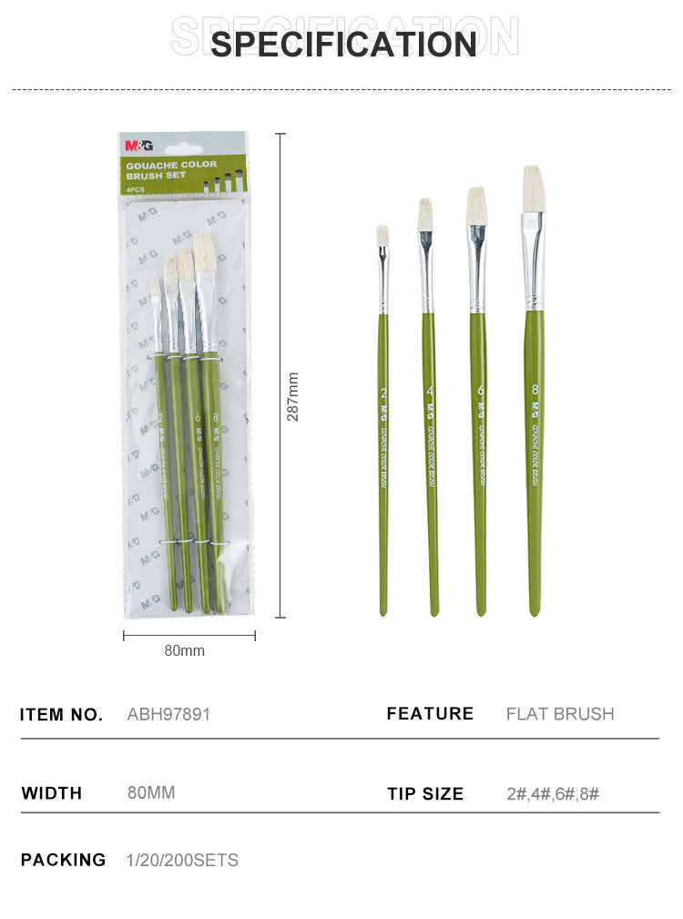 M&G Guoache Paint Brush Set 4pcs. (1 per pack)