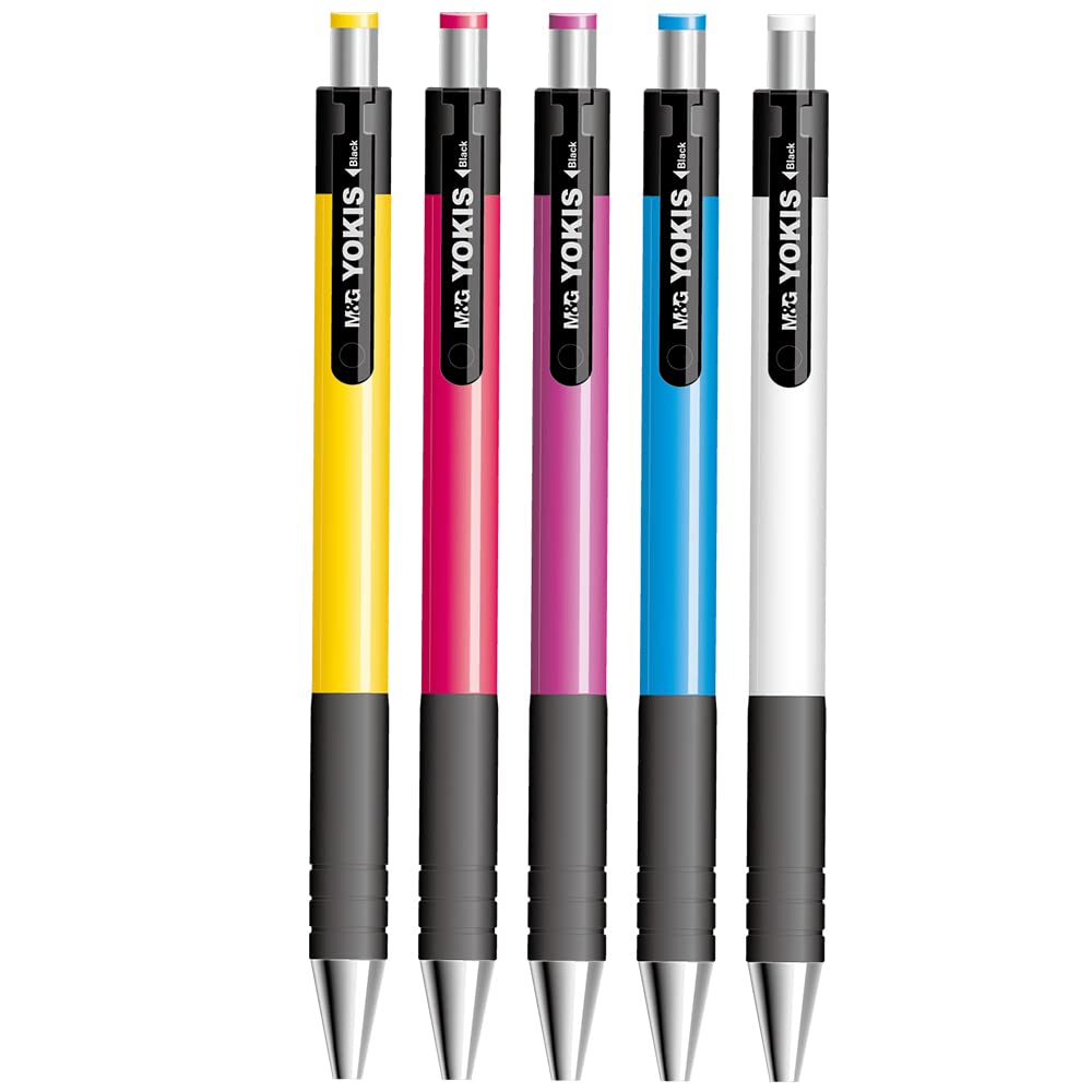 M&G Retractable Ball Pen 0.7mm blue. Comfort rubber grip. (10 per pack)