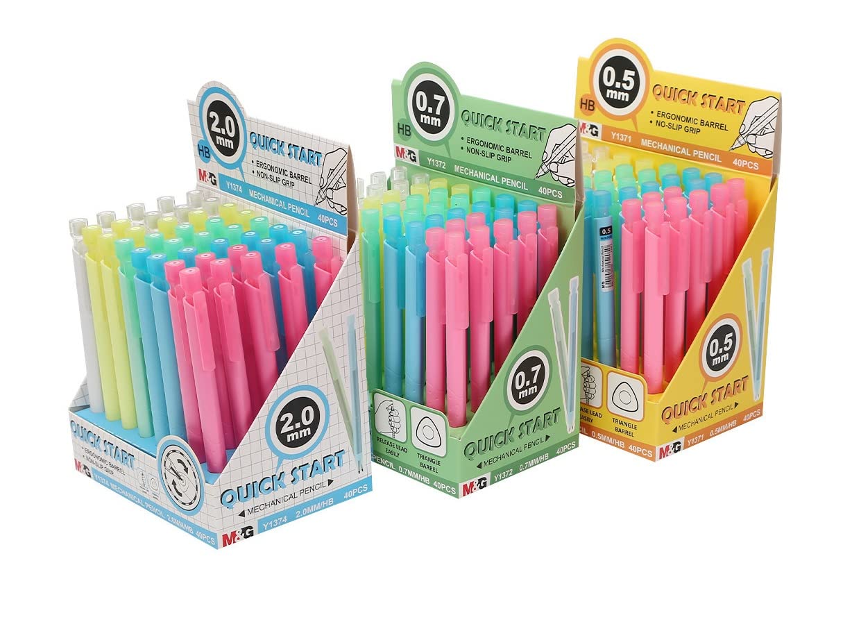 M&G Triangle Mechanical Pencil . Ergonomic Non-slip Grip HB 0.5mm. (4 per pack)