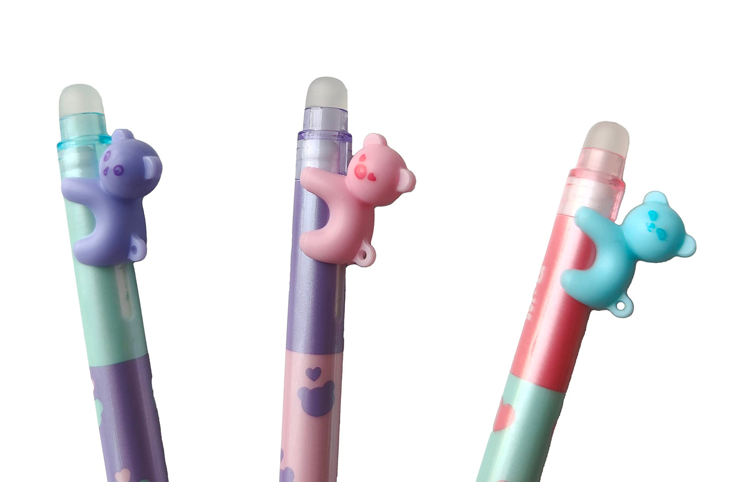 M&G "ADORABLE PET" Retractable Erasable Gel Pen 0.4mm. Super cool BEAR shape clip. Crystal Blue Ink. (5 per pack)