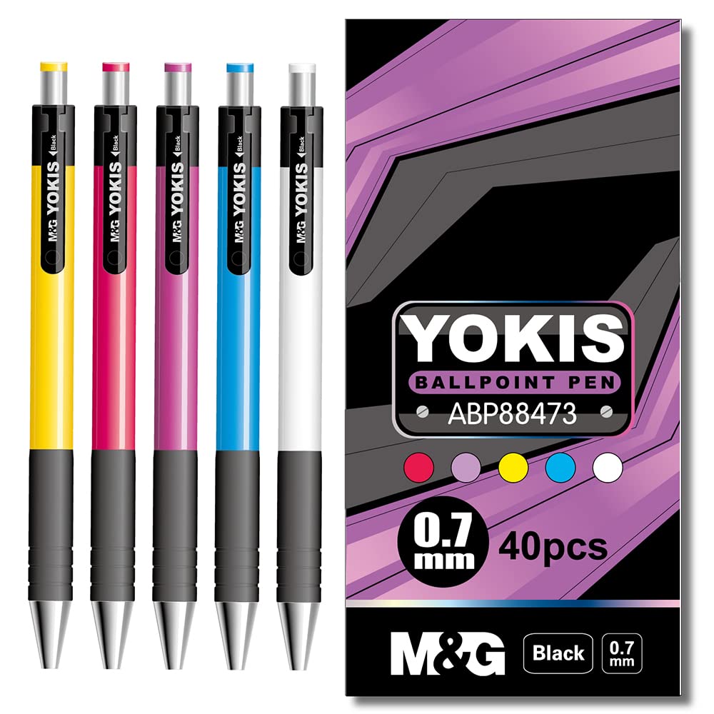 M&G Retractable Ball Pen 0.7mm blue. Comfort rubber grip. (10 per pack)