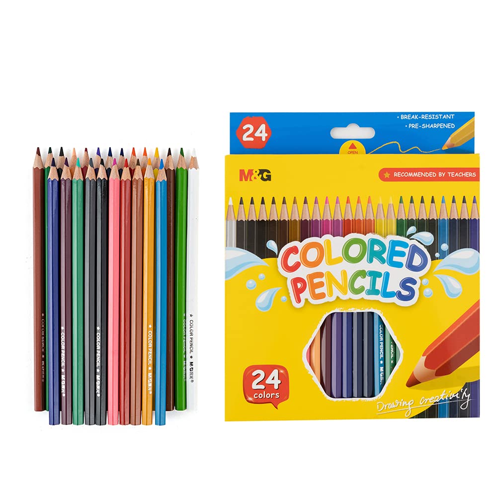 M&G Hexagon Color Pencil 24 colors. Flat Box Package. (1 per pack)