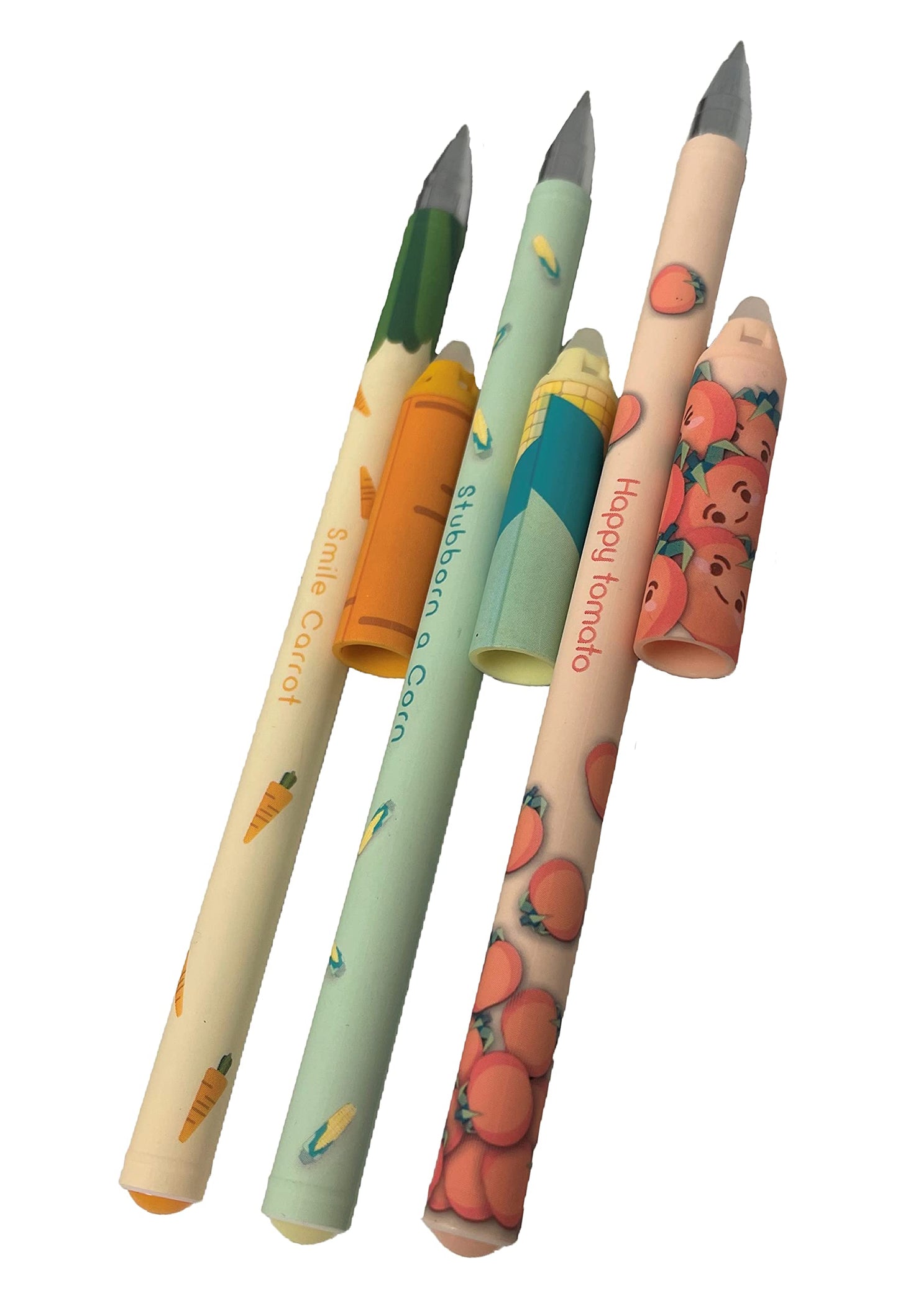 M&G "FARM STORY" Erasable Gel Pen Crystal Cute Vegetable Pattern Blue 0.5mm With eraser. (4 per pack)