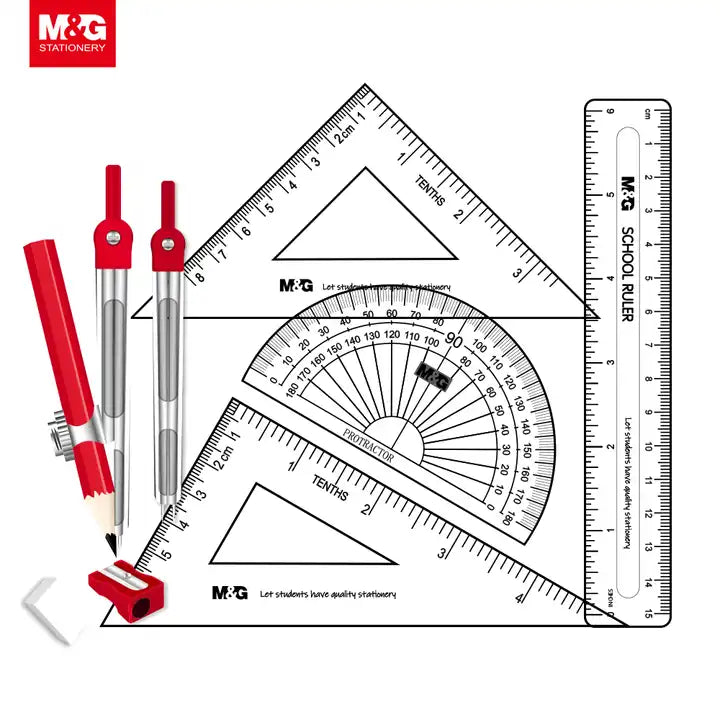M&G Math Set 8pcs, Metal Box packing. (1 per pack)