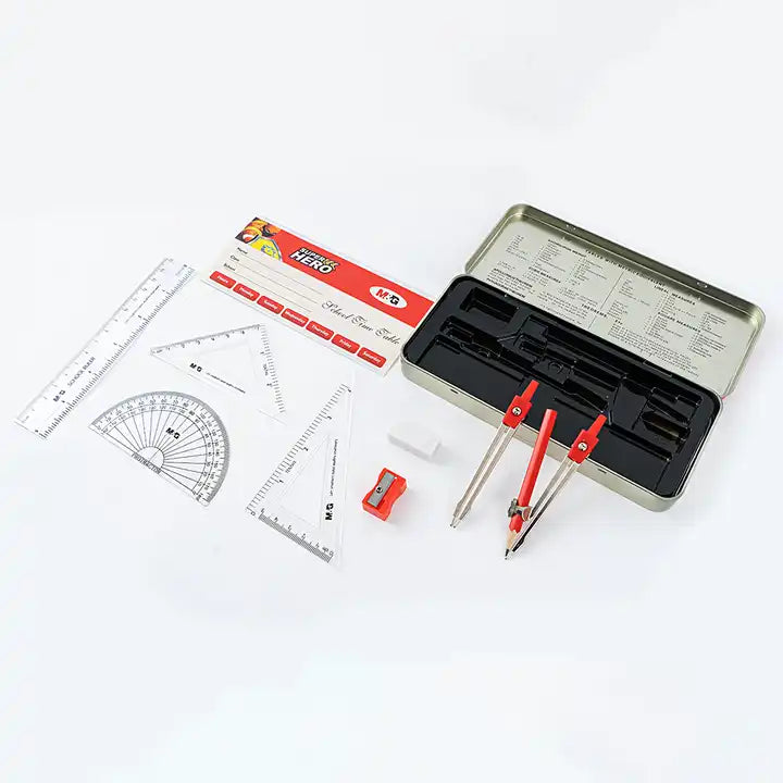 M&G Math Set 8pcs, Metal Box packing. (1 per pack)