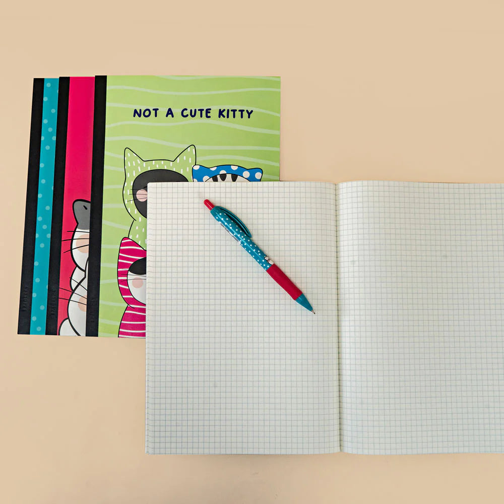 B5 / 60pages. Glued Notebook. 70gsm White paper. 5mm Square. (4 per pack)