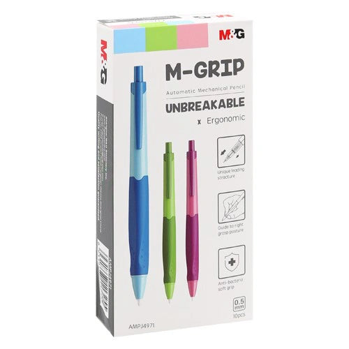 M&G Ergonomic mechanical Pencil . Comfort rubber grip HB 0.5mm. (4 per pack)