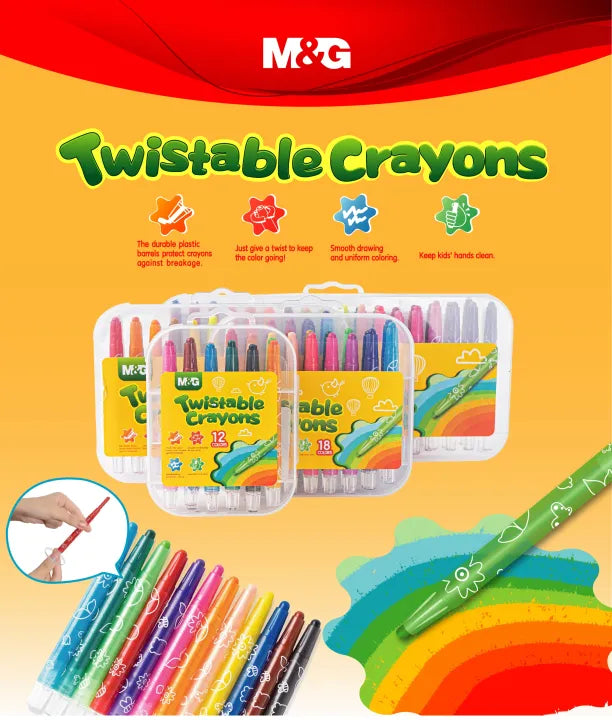 M&G Twistable Crayon 24 colors. PP Box Package. (1 per pack)