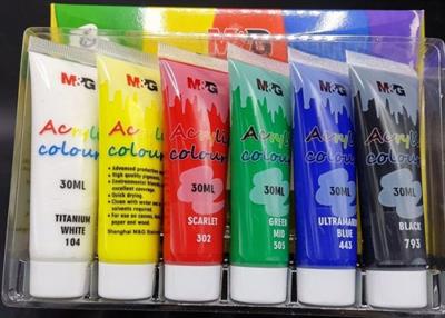 M&G 30ML Acrylic Paint. Set of 6 colors. (1 per pack)
