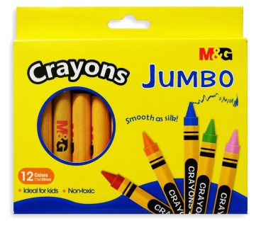 M&G 11mm*100mm Round Crayon. 12 colors. (1 per pack)