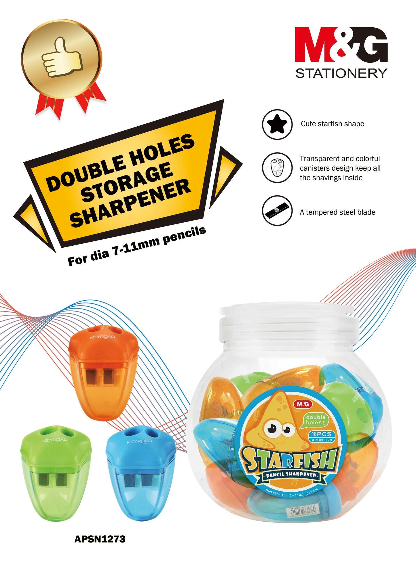 M&G Starfish Double Holes Pencil Sharpener. (2 per pack)