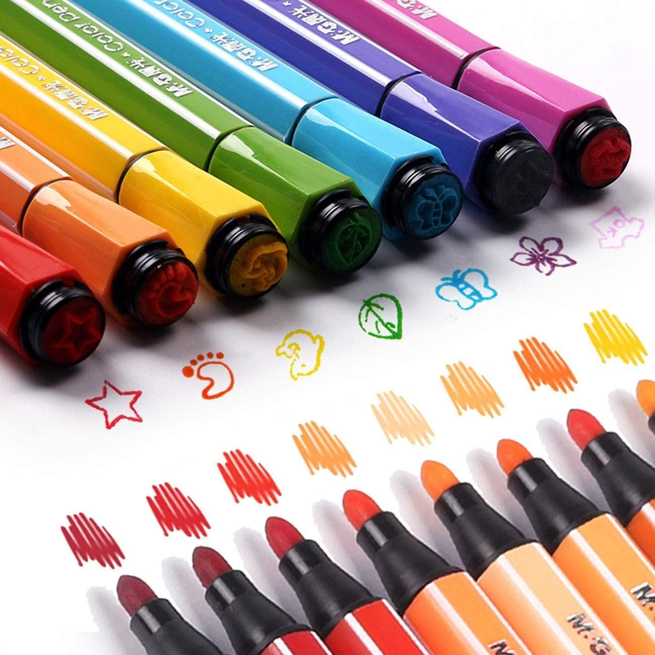 M&G Stamp Water Color Pen Hexagon. Washable. 24 colors. (1 per pack)