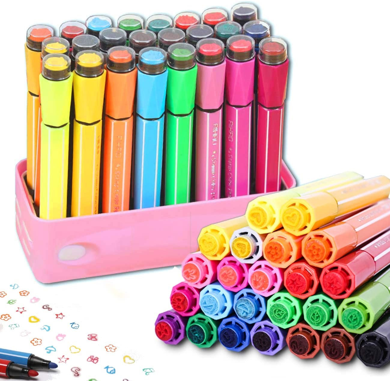 M&G Stamp Water Color Pen Hexagon. Washable. 24 colors. (1 per pack)