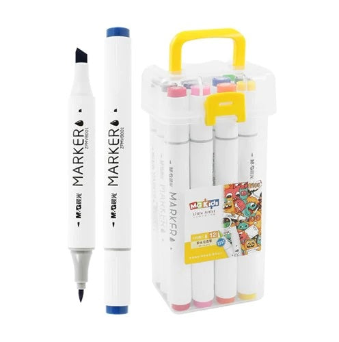 M&G Soft Brush Double-Tip Round Marker. 12 colors. (1 per pack)
