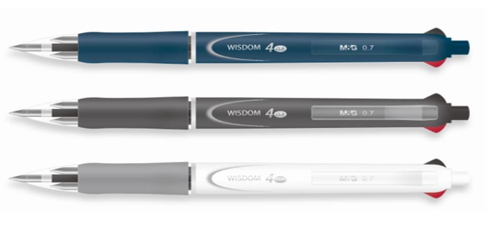 M&G 4 Colors Semi-Gel Ball Pen 0.7mm. Super smooth as silk. Comfort rubber grip. Black/Blue/Red/Green. (10 per pack)