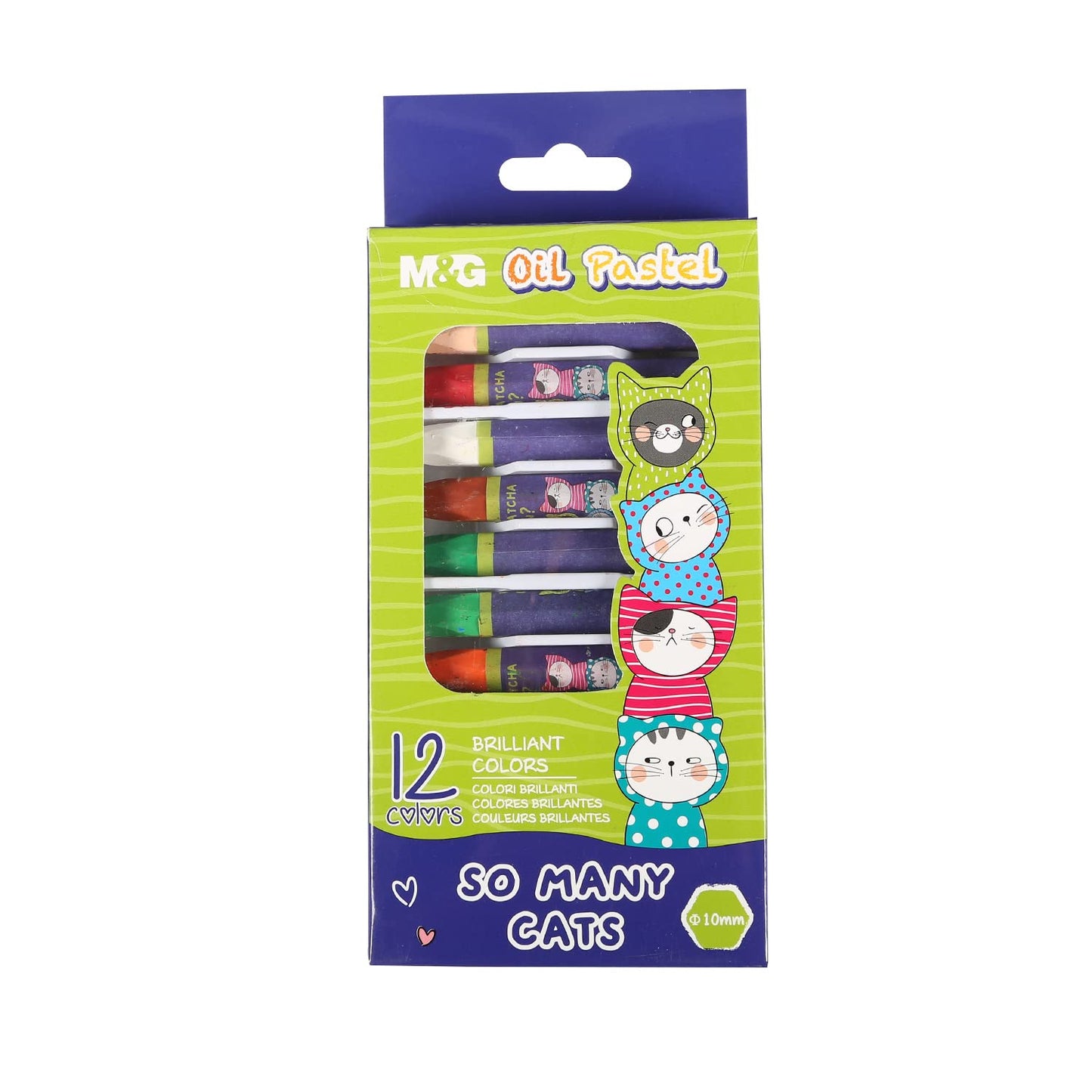 12 colors Oil Pastel-Hex shape. Diameter: 1cm. (1 per pack)