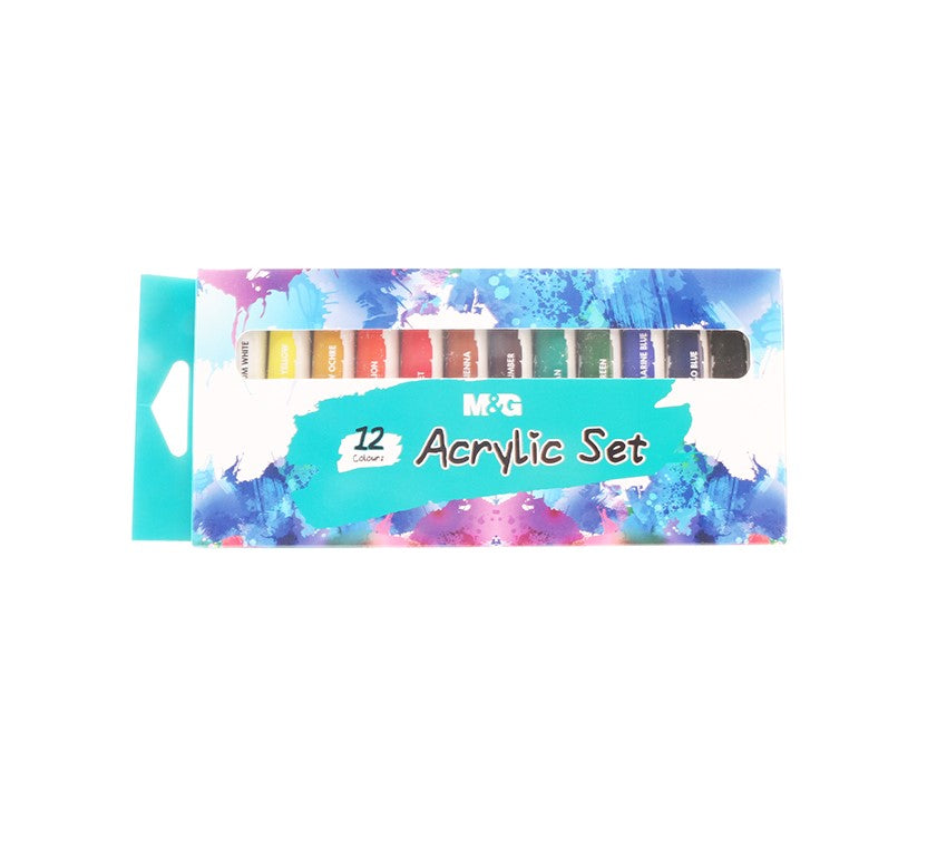 M&G Acrylic Paint Set. 12ml. 12 colors. (1 per pack)