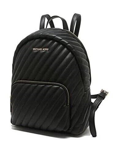 black quilted faux leather backpack Michael Kors Erin Medium Black Gold Vegan Faux Leather Quilted Backpack Bookbag