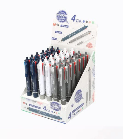 M&G 4 Colors Semi-Gel Ball Pen 0.7mm. Super smooth as silk. Comfort rubber grip. Black/Blue/Red/Green.   (10 per pack)