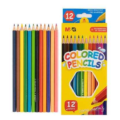 M&G Hexagon Color Pencil 12 colors. Flat Box Package.  (1 per pack)