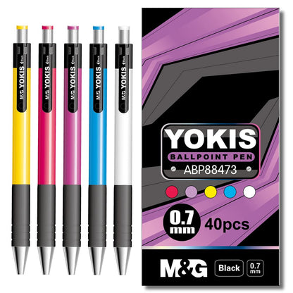 M&G Retractable Ball Pen 0.7mm blue. Comfort rubber grip.  (10 per pack)