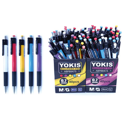 M&G Retractable Ball Pen 0.7mm blue. Comfort rubber grip.  (10 per pack)