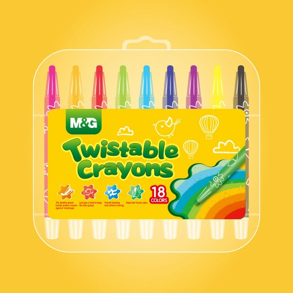 M&G Twistable Crayon 18 colors. PP Box Package.  (1 per pack)