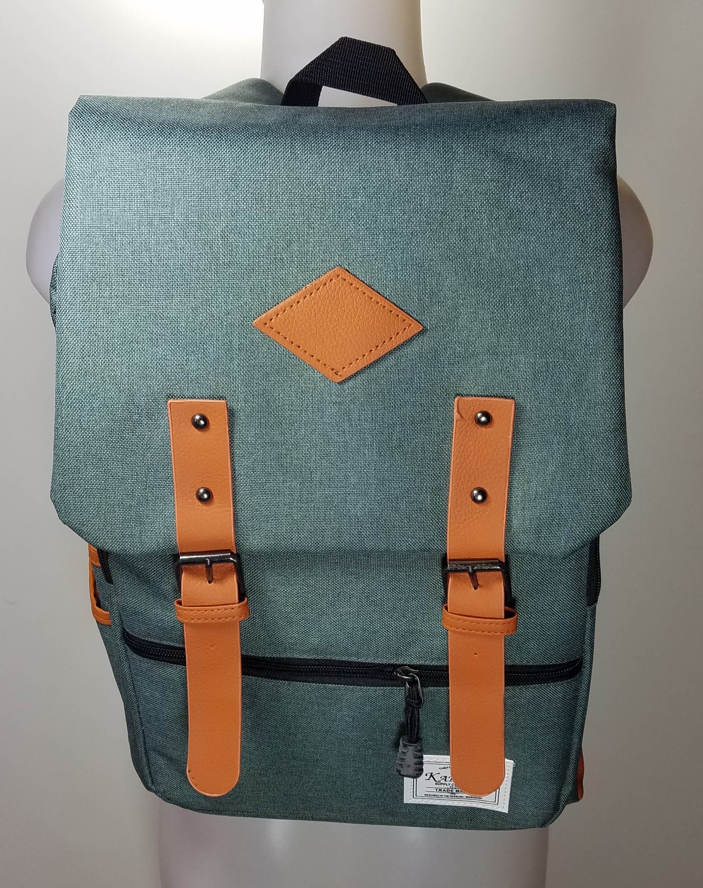 Kai Ting - Green Vintage Laptop Backpack for College with USB Charging Port
