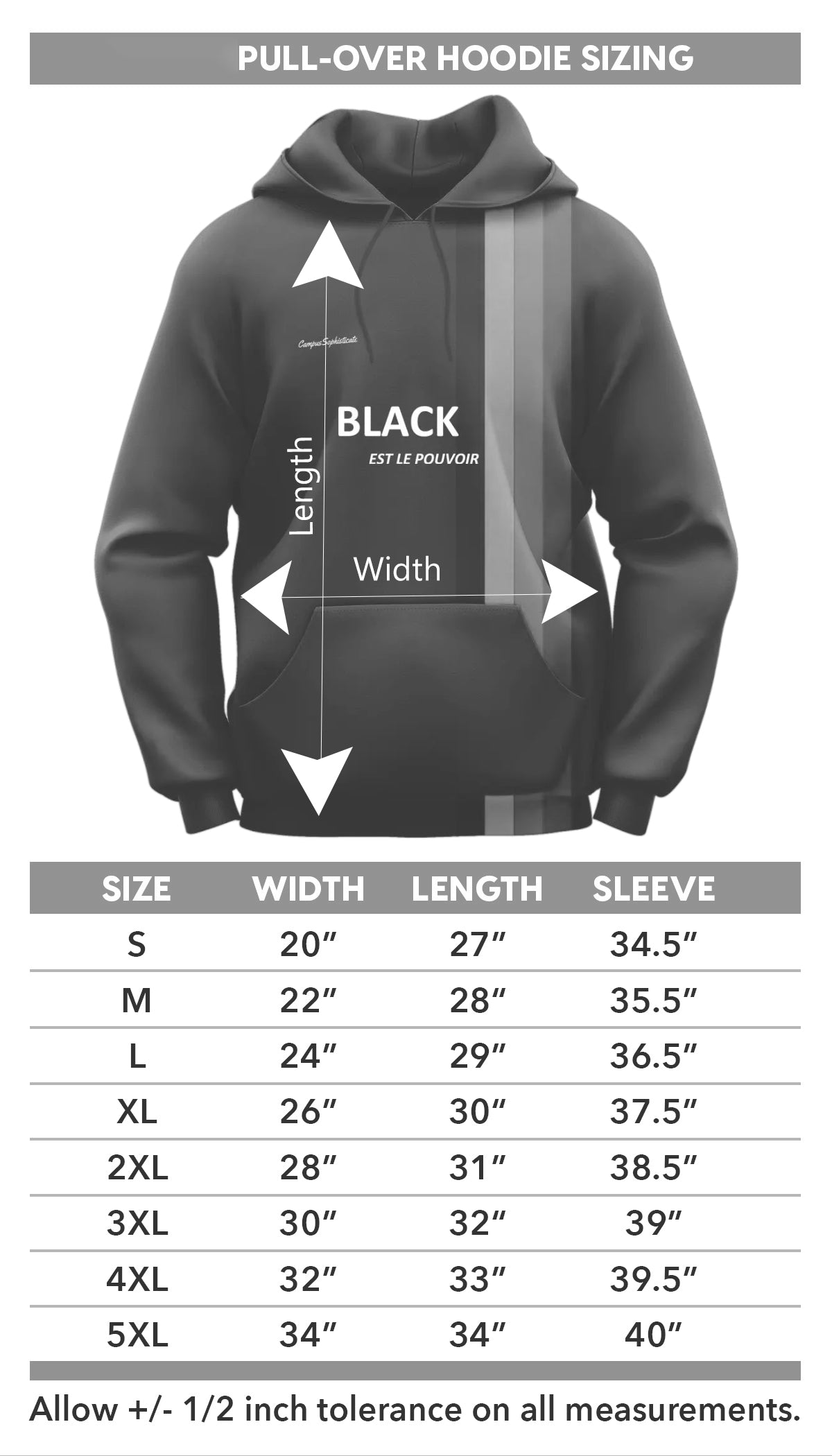 Campus Sophisticate Male Hoodies BLACK EST LE POUVOIR - Black Is Powerful