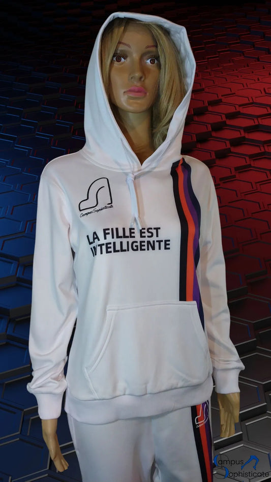 Campus Sophisticate Premium Female Hoodies, LA FILLE EST INTELLIGENTE