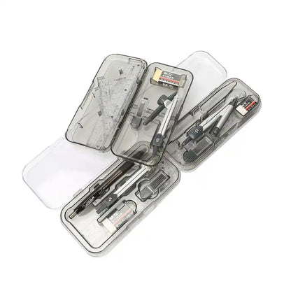 M&G Compass Set 8pcs (4pcs Ruler set +1pc 0.5mm Mechnical pencil +1 pc Eraser +1 Compass).  (1 per pack)