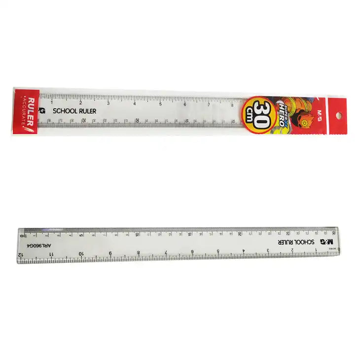 M&G Plastic PS Ruler 30cm.  (4 per pack)