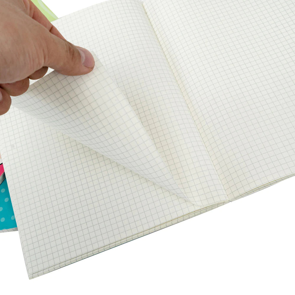 B5 / 60pages. Glued Notebook. 70gsm White paper. 5mm Square.  (4 per pack)
