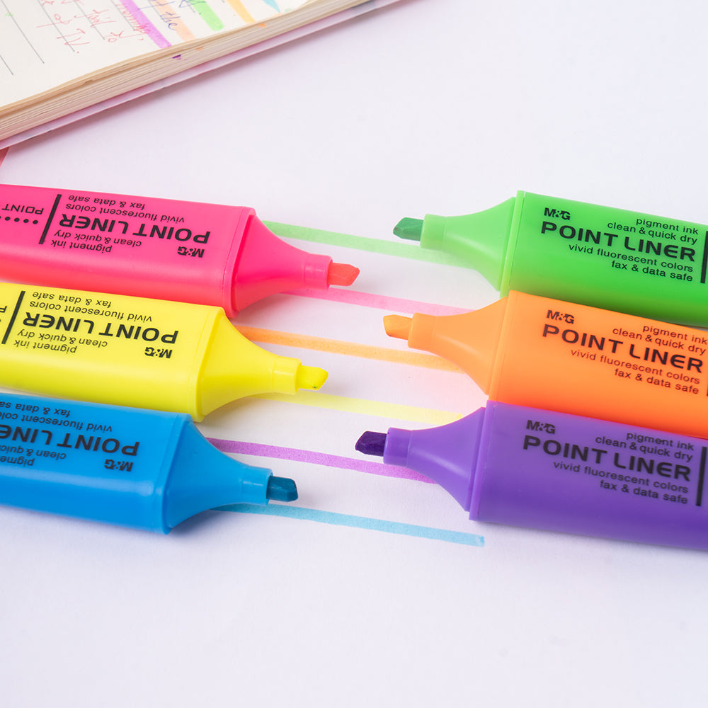 M&G Scented Highlighter 6 colors. Yellow/Blue/Green/Purple/Pink/Orange.   (6 per pack)