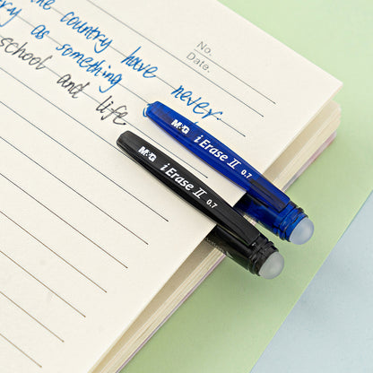 M&G Erasable Gel Pen Black 0.7mm. Cap with eraser.   (4 per pack)