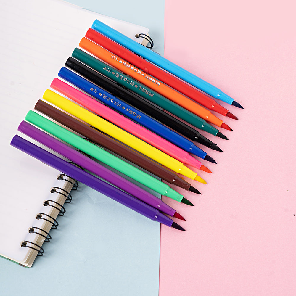 M&G Soft Brush Water Color Pen. Washable. 12 colors.  (1 per pack)