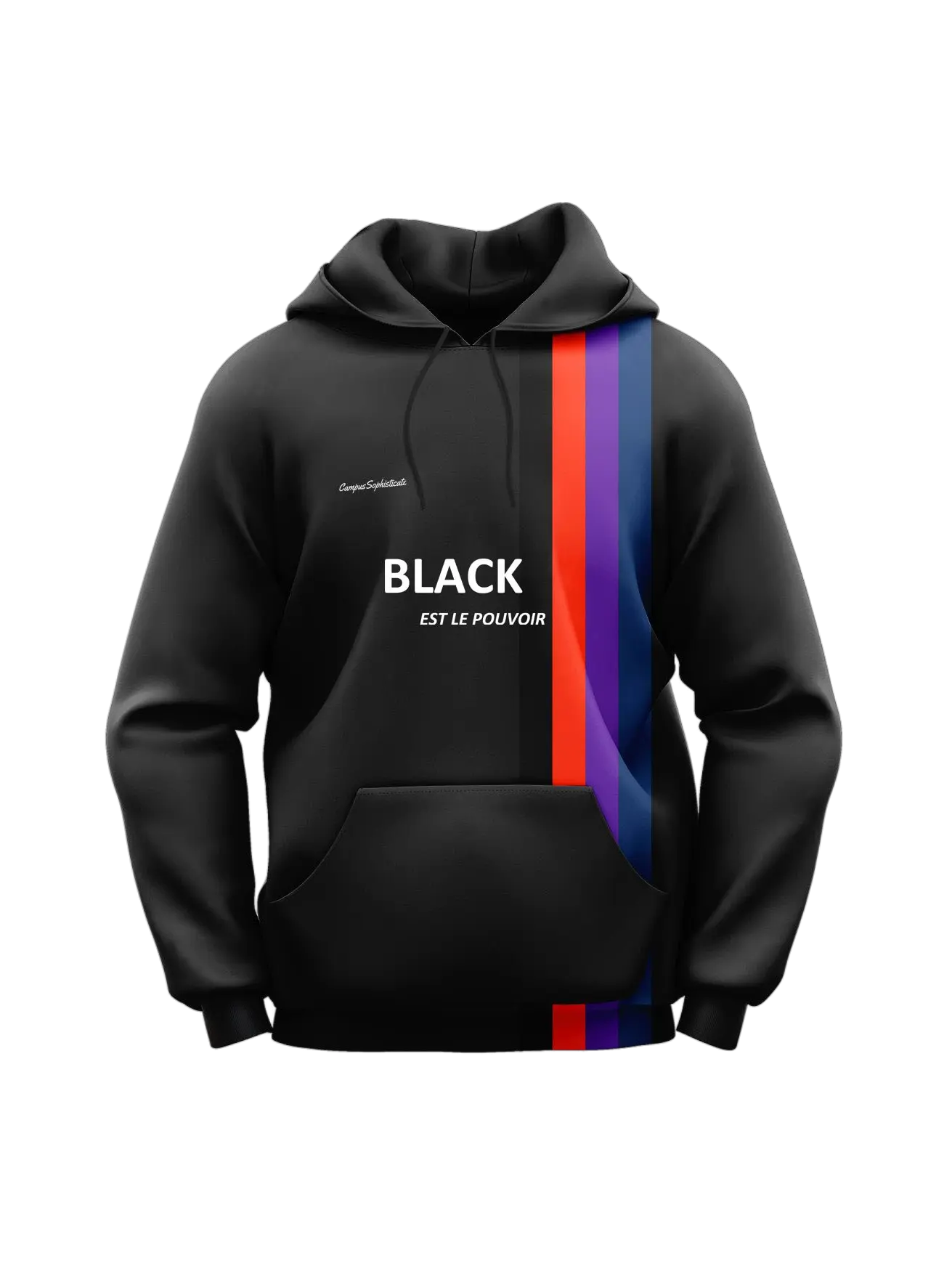 Campus Sophisticate Male Hoodies BLACK EST LE POUVOIR - Black Is Powerful