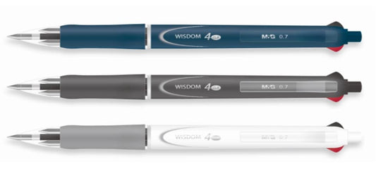 M&G 4 Colors Semi-Gel Ball Pen 0.7mm. Super smooth as silk. Comfort rubber grip. Black/Blue/Red/Green.   (10 per pack)