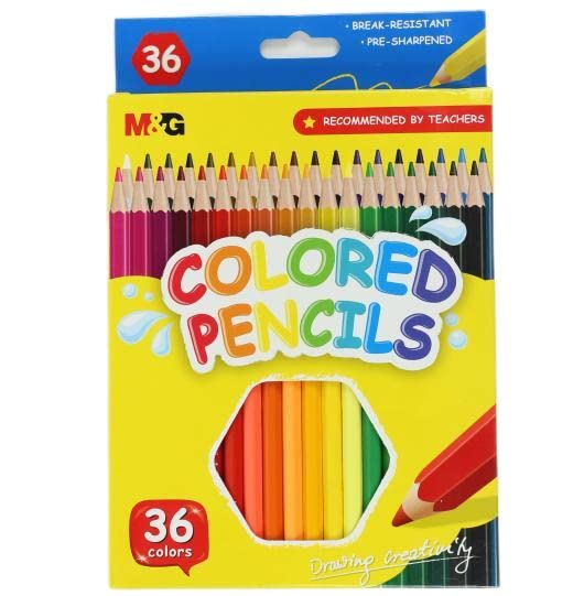 M&G Hexagon Color Pencil 36 colors. Flat Box Package.  (1 per pack)