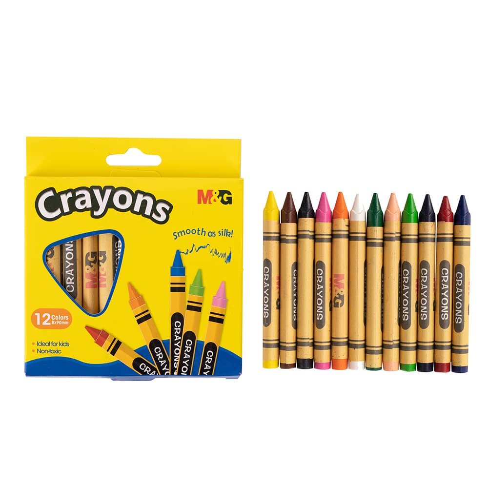 M&G 8mm*90mm Triangle Crayon. 12 colors.  (1 per pack)