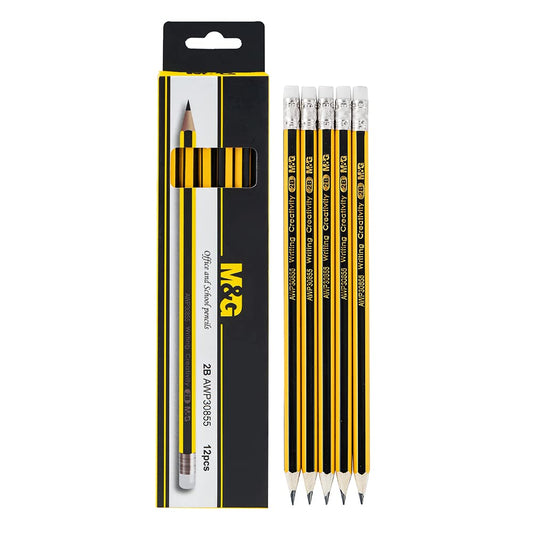 M&G Pencil hexagon with eraser 2B.   (10 per pack)