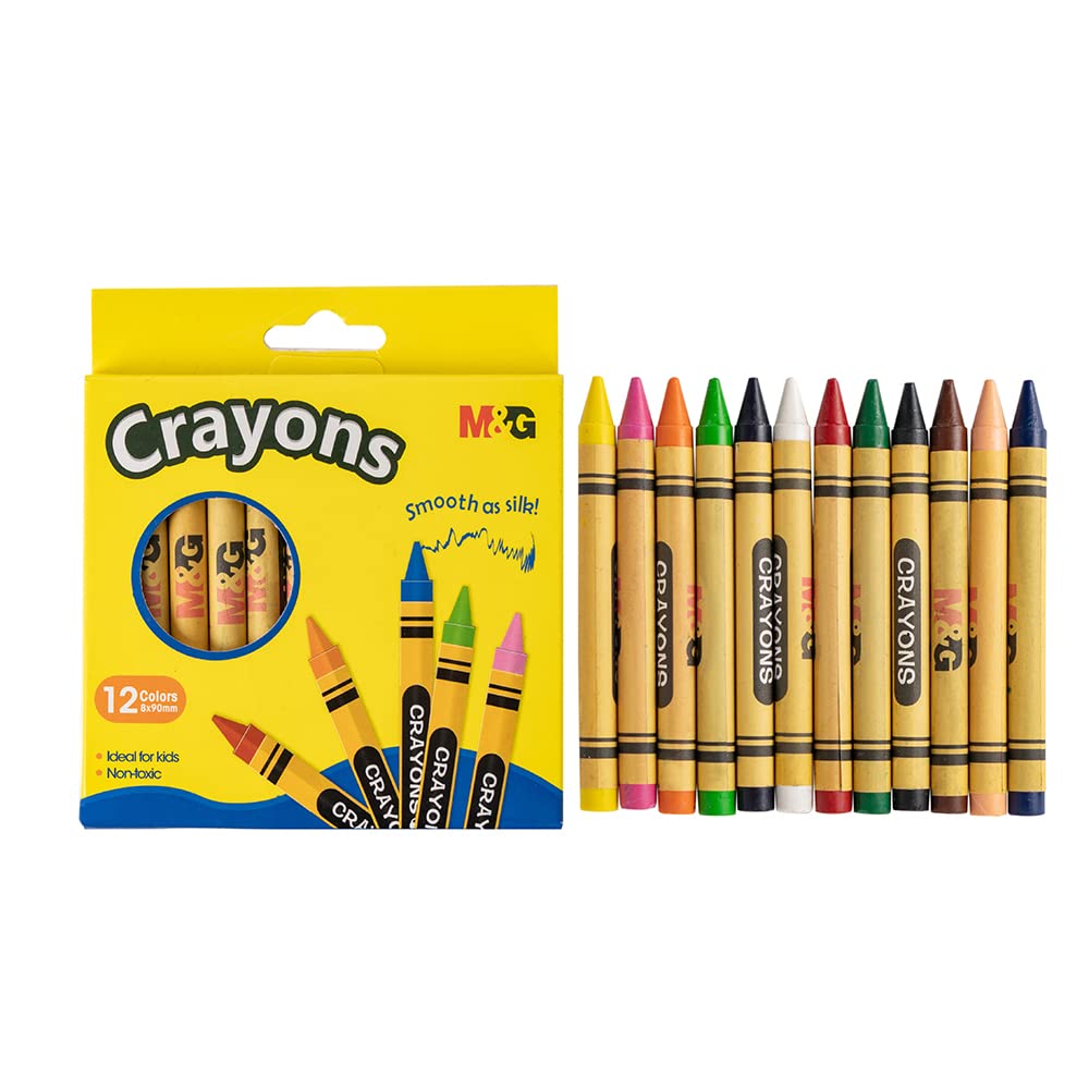 M&G 8mm*90mm Round Crayon. 12 colors.  (1 per pack)