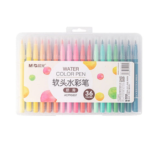 M&G Soft Brush Water Color Pen. Washable. 36 colors.  (1 per pack)