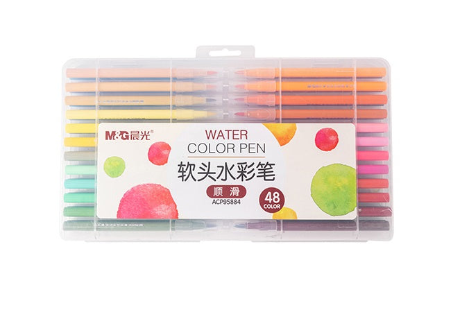 M&G Soft Brush Water Color Pen. Washable. 48 colors.  (1 per pack)