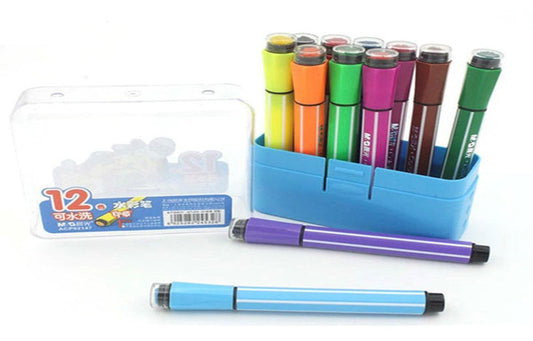 M&G Stamp Water Color Pen Hexagon. Washable. 12 colors.  (1 per pack)