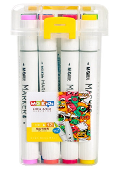 M&G Soft Brush Double-Tip Round Marker. 12 colors.  (1 per pack)